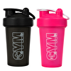 Cool Shaker Gym Shaker 550 ML Ölçekli ve Sızdırmaz Kapaklı Protein Shaker 2'li Set Siyah-Pembe