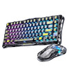 GravaStar Mercury K1 Lite+M2 Kablosuz RGB Işıklı Mekanik Q Gaming Klavye ve Optik Mouse Seti, Şeffaf Siyah