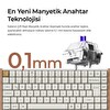 Keychron K2 He Türkçe Gateron Çift Raylı Bulutsu Anahtar Kablosuz Manyetik Oyuncu Klavyesi K2H-Q1-TR Beyaz