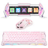 GravaStar K1 Mekanik Gaming Klavye M1 Pro Kablosuz Optik Mouse ve Dijital Resim Çerçevesi Oyuncu Seti Sakura Pink