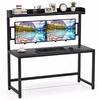 Zizuva Tasarım 140x60x145 CM Monitör Askılıklı Siyah Çalışma Masası