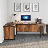 Zizuva Tasarım 135+90+100x60+50x75 CM Ceviz L Model Çalışma Masası
