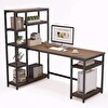 Zizuva Tasarım 150x170x60 CM Monitör Raflı Kitaplıklı Ceviz Çalışma Masası