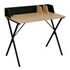 Adore Mobilya Retro Metal Ayaklı Bölmeli Çalışma Masası-Ceviz/Siyah 90x85x50 CM