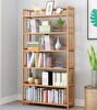 Valkyrie 6 Katlı Bambu Raf Kitaplık 78x23x149.5 Cm Çok Amaçlı Düzenleyici Dekoratif Organizer