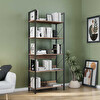 Adore Mobilya Profile 5 Raflı Koyu Oslo Ceviz 73x172x35 CM Kitaplık  GxYxD