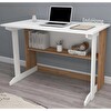 Reyo Enda Home Pillar Kütüphaneli Geniş Çalışma Masası 100x56 CM Atlantik Çam - Beyaz