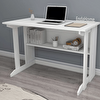 Reyo Enda Home Pillar Kütüphaneli Geniş Çalışma Masası 100x56 CM Beyaz