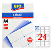 Aro AE-2024 64x34 MM 24'lü 100 Sayfa Beyaz Sevkiyat ve Lojistik Etiketi