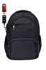 Dada Çok Bölmeli Siyah Okul Sırt Çantası Yandan Cepli Usb Soket 15.6" Laptop Bölmesi Su Geçirmez Kumaş