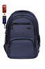 Dada Çok Bölmeli Lacivert Okul Sırt Çantası Yandan Cepli Usb Soket 15.6" Laptop Bölme Su Geçirmez Kumaş