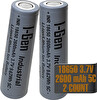 I-Gen Batteries Industrial E002 Inr 18650 3.7V 2600 Mah 5c 9.62WH Li-Ion Şarjlı Pil Düz Başlı Lityum Pil 2'li Paket