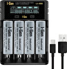 I-Gen Batteries G428 4'lü 18650 Li-Ion Akıllı Pil Şarj Aleti + 4 Adet 18650 2000 mAh 3c 3.7V 7.4 Wh Li-Ion Pil Seti