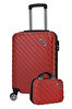 Elatae 1001 Pro ABS Valiz Kabin Boy Ve Makyaj Kırmızı 2'li Valiz Seti