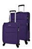 Pierre Cardin PC4200 Ultra Light Hafif Kumaş Büyük Boy ve Kabin Boy Mor 2'li Valiz Seti
