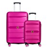 NPO Diamond PP Polipropilen Kırılmaz Büyük ve Küçük Boy 2'li Valiz Seti Fuşya