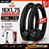 Servis 16x1.75 BMX Bisiklet Dış Lastik - İç Lastik Seti (2'şer Adet) - Pompa - 8 Sesli Korna