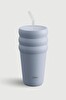 Stevig ST-246 3 Bubble Two-Cap Straw Tumbler 600 ML Zen Blue Çelik Termos