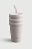 Stevig ST-244 3 Bubble Two-Cap Straw Tumbler 600 ML Crushed Rock Çelik Termos