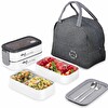 Valkyrie 1350 ML Termal Yemek Kabı Seti - Çelik Bölmeli Sızdırmaz Lunch Box + Isı Yalıtımlı Çanta