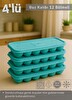 Jet's Home 4'lü Set Buz Kalıbı 12 Bölmeli Esnek Silikon BPA Free Kare Bas Parmak Buzluk Çapı 3.5 CM Mavi