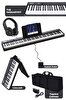 Midex PLX-100BK Tuş Hassasiyetli 88 Tuş Bluetooth Şarjlı Taşınabilir Dijital Piyano (Sustain Pedalı Kulaklık Çanta)