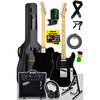 Midex Telecaster-25AMP Black SS 25 W Şarjlı Amfili Elektro Gitar Full Set