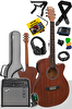 Midex PHX-188-50AMP 50W Şarjlı Bluetooth Amfili Full Elektro Akustik Gitar