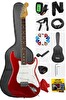 Midex RPH-30WRD Kırmızı Gül Klavye Strat Kasa SSS Elektro Gitar Seti