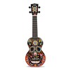 Mahalo Art Serisi Küçük Boy Ukulele Black Skull - Kuru Kafa Desenli