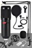 Lastvoice BM800BTY Condenser Mikrofon Stand Filtre Ses Kartı ve Yaka Mikrofonu