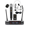 Lastvoice LV-502EY Uhf Dijital 2x30 Kanal Çiftli El Yaka Headset Telsiz Kablosuz Mikrofon