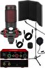 Midex CXN-30 Paket-6 Stüdyo Ses Kartlı Condenser Mikrofon Ses Yalıtım Paneli Ayaklı Stand Seti