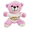 Evimdeyokyok Happy Birthday Tişörtlü Pembe Ayıcık Peluş Oyuncak
