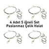 Valkyrie 5 İğneli Paslanmaz Çelik Halatlı Dip Hırsız Olta Takımı 4’lü Set 6 Karbon Çelik İğne