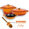 Lava 3X New Heritage Serisi Turuncu Döküm Demir Tencere Tava Seti LV S NHR 3X SET O