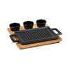 Lava Döküm 22x15 CM Dikdörtgen Çift Yön Izgara ve Düz Yüzey Hot Plate Kayın Servis Ahşabı U LV ECO HP 2215 T13 K4-2