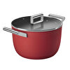 Smeg Cookware 50's Style 26 CM Cam Kapaklı Kırmızı Tencere CKFC2611RDM