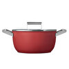 Smeg Cookware 50's Style 24 CM Cam Kapaklı Kırmızı Tencere CKFC2411RDM
