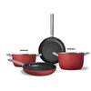 Smeg Cookware 50's Style Prima Kırmızı 4'lü Tencere & Tava Seti CKFFCKFC2426RDM-MK