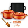 Lava Trendy Serisi 6X Döküm Demir Tencere-Tava Turuncu Çeyiz Seti LV S ET K41 G