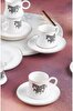 Acar Motta Zebra Desenli Porselen 6'lı Kahve Fincan Seti Beyaz - HXF-05096