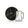 Koleksiyon Dervish Mermer Siyah Altın 6 Kişilik 12 Parça Çay Seti
