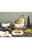 OMS Allure 12001 Pure Ceramic 7 Parça Biogranit Seramik Set Antrasit Gövde Krem