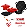 Lava Döküm 5x Trendy Serisi 8 Parça Tencere ve Tava Seti Kırmızı LV S ET K55 R