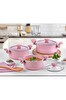 OMS 3027 6 Parça Biogranit Ergonomik Güveç Seti Pembe Gövde - Pembe Detay