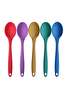 BKitchen Design Lab üyük Boy Yanmaz Yapışmaz Silikon Kaşık Seti 5 Adet - Silikon Kaşık Kırmızı Mor Sarı Yeşil Mavi