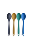 Kitchen Design Lab Büyük Boy Yanmaz Yapışmaz Silikon Kaşık Seti 4 Adet - Silikon Kaşık Antrasit Sarı Yeşil Mavi