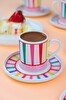 Tabak Evi Porselen Color Stripe Kahve Fincan Takımı 90cc 2 Kişilik 4 Parça