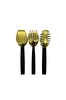 Kitchen Design Lab Lüks 3 Parça Gold Siyah Paslanmaz Çelik Makarna Salata Pasta Maşa Seti